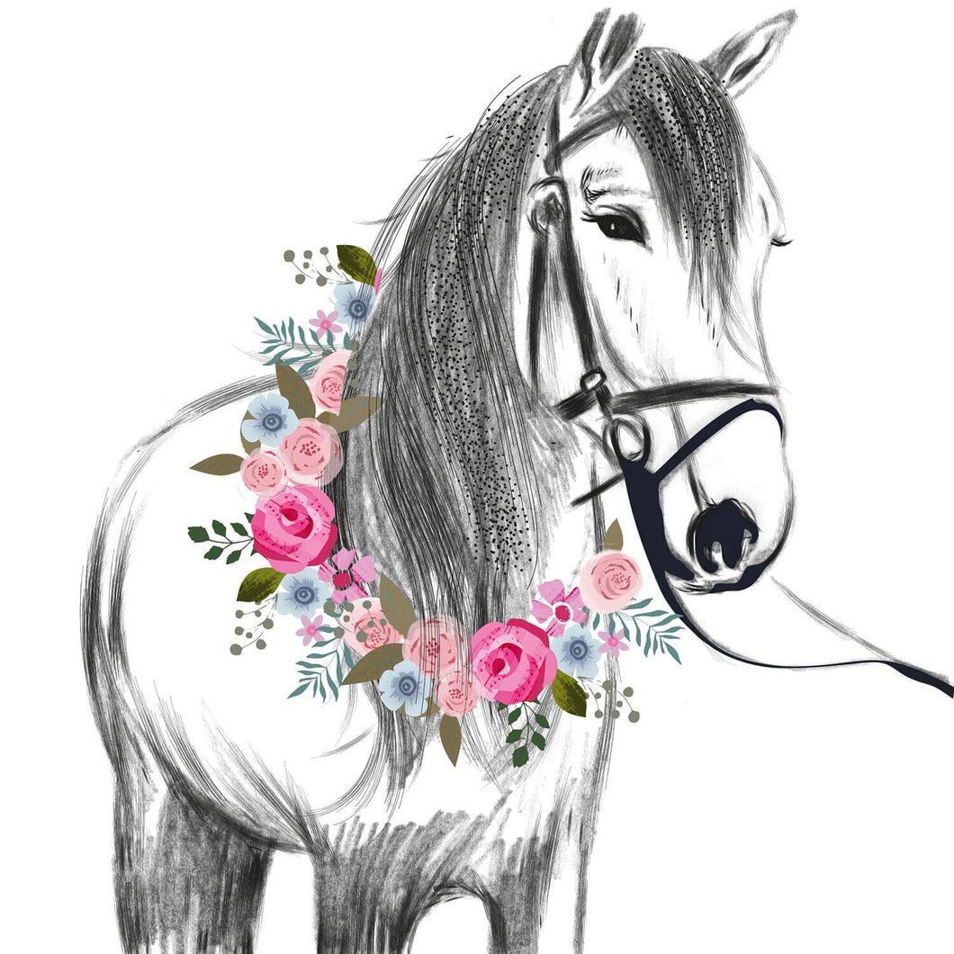 Floral Wreath Horse