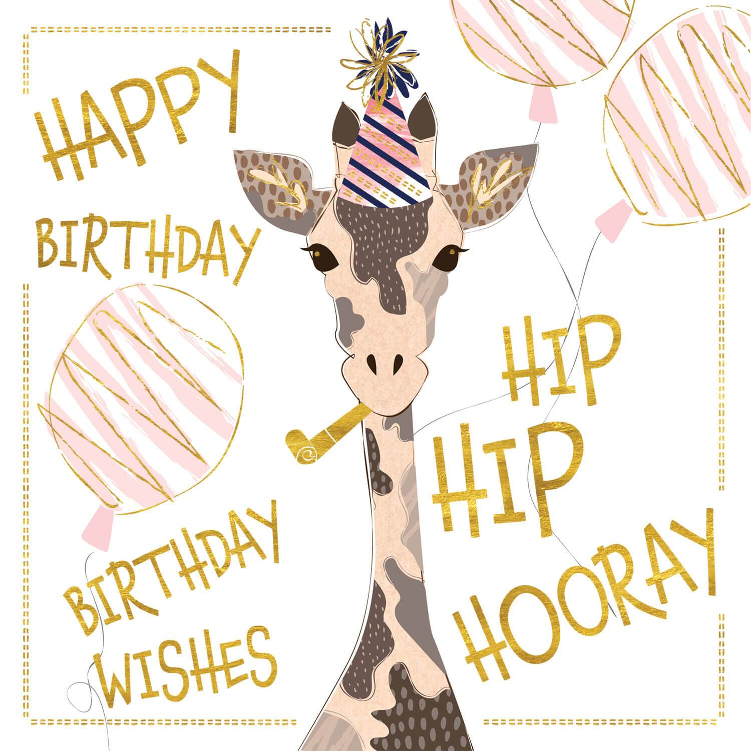 Hip Hip Hooray Giraffe Birthday – Whistlefish Art Licensing for Free Printable Giraffe Birthday Card