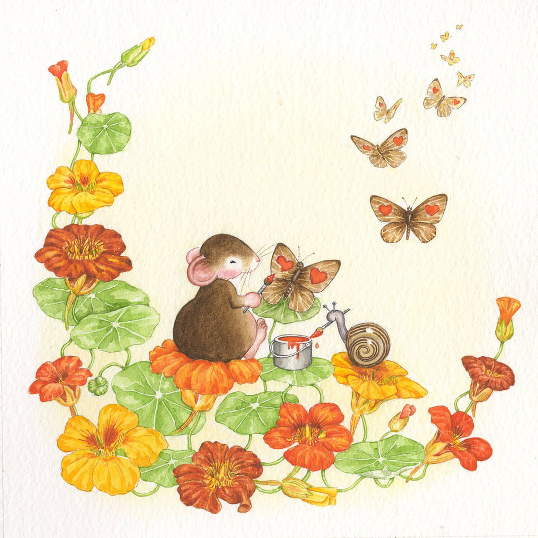 Mouse Love Heart And Butterflies