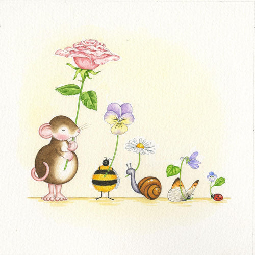 Mouse Friends With Flowers