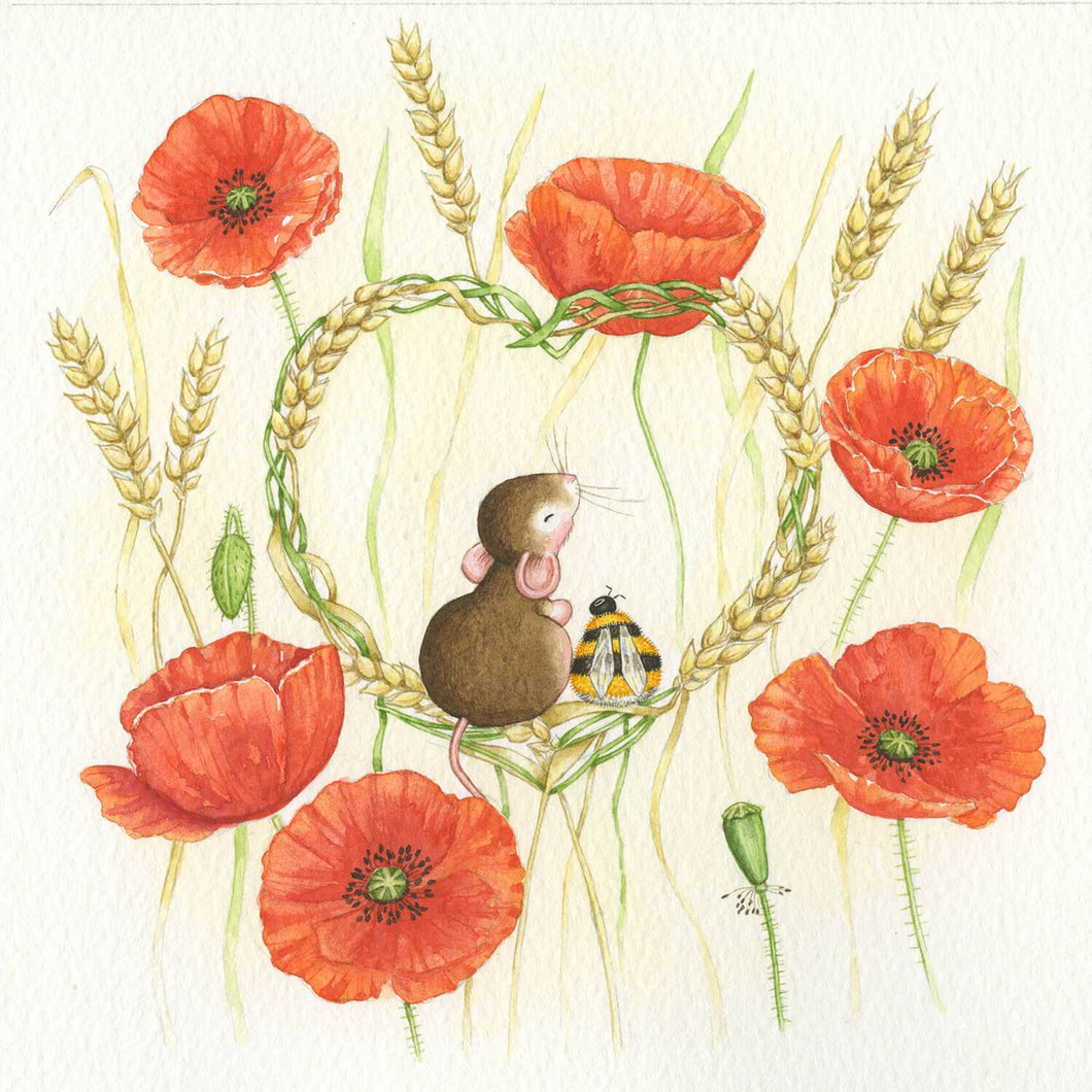 Love Heart Field Poppies and Corn