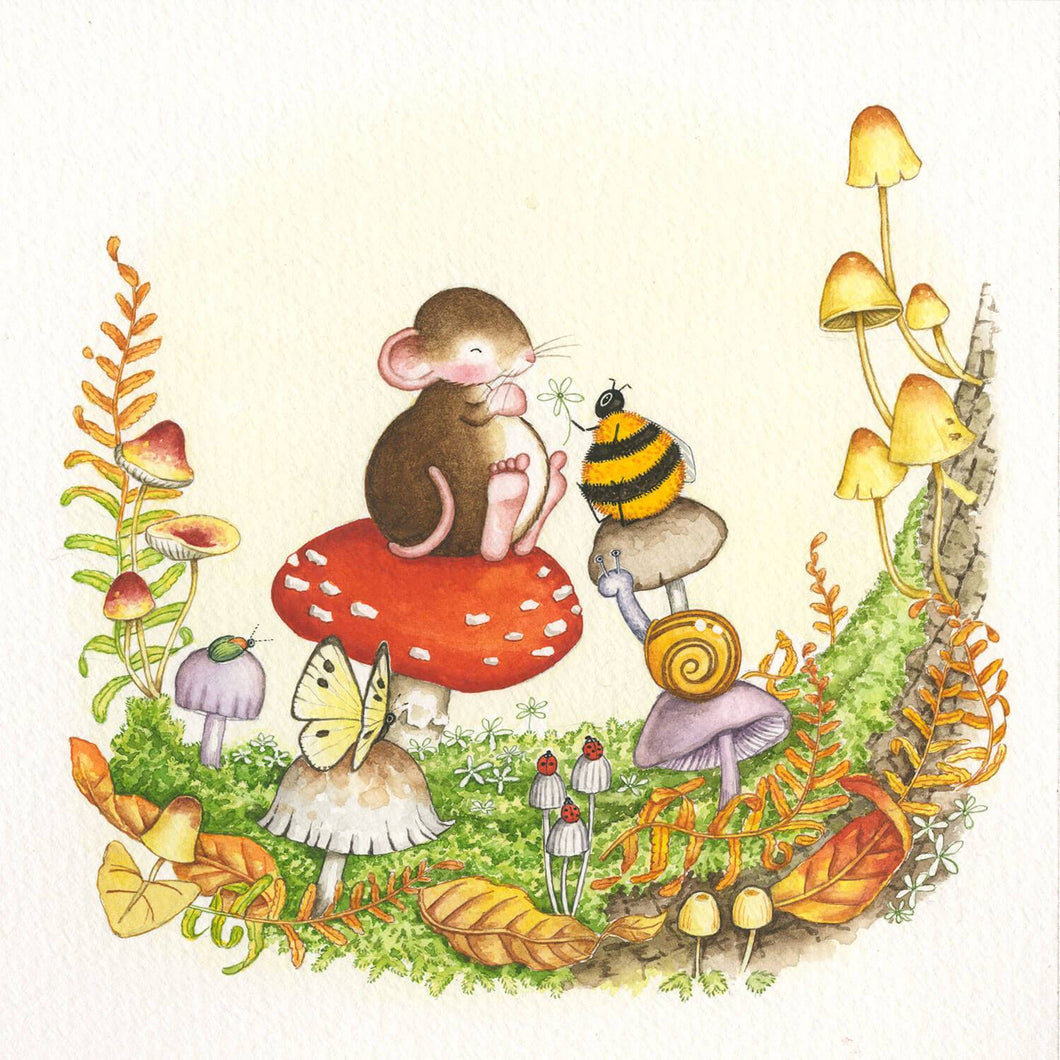 Mouse Friends on Toadstools
