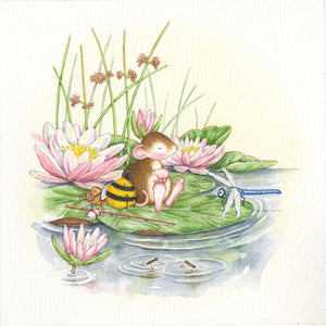 Mouse With Pink and White Water Lily