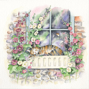 Cat Asleep In A Window Box