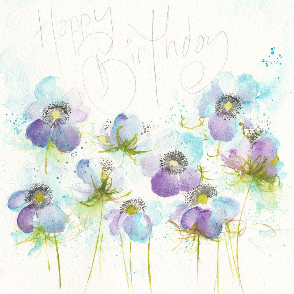 Happy Birthday Purple And Turquoise