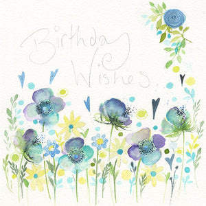 Birthday Wishes Blue Poppies