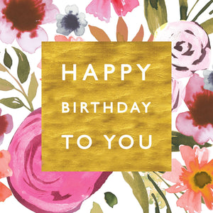 Painted Floral Happy Birthday